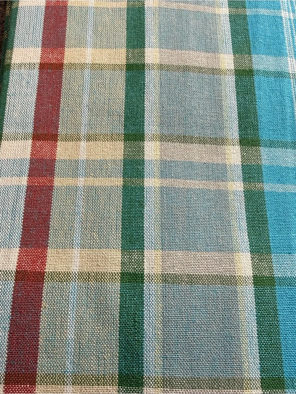 Lauren Ralph Lauren Plaid Cotton Tablecloth 60x84 Oblong Blue Green Red NWT